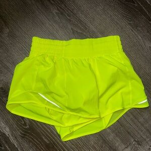 Neon Yellow Size 6 Lululemon High-Rise Hotty Hot Shorts 2.5''
